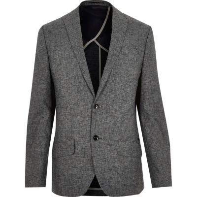 Grey texture slim blazer